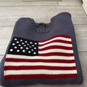 Brandy Melville Blue Sweater with American Flag Design
